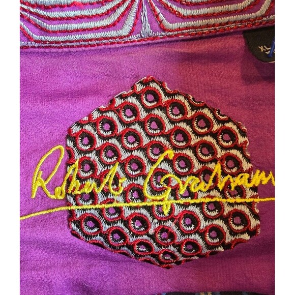 Robert Graham Navy Striped Fire Hydrant Flip Cuffs button down shirt men's XL - Picture 8 of 12